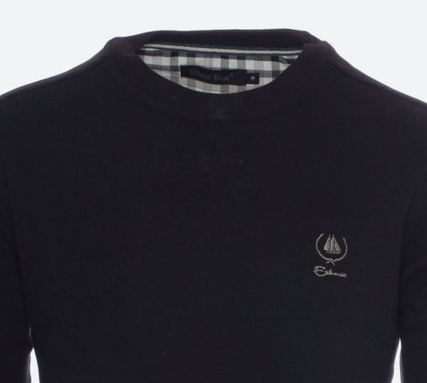 Ethnic Blue Crew Neck Sweatshirt | Black