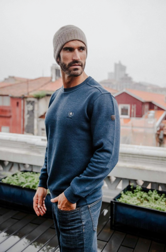 Ethnic Blue Crew Neck Sweatshirt | Navy