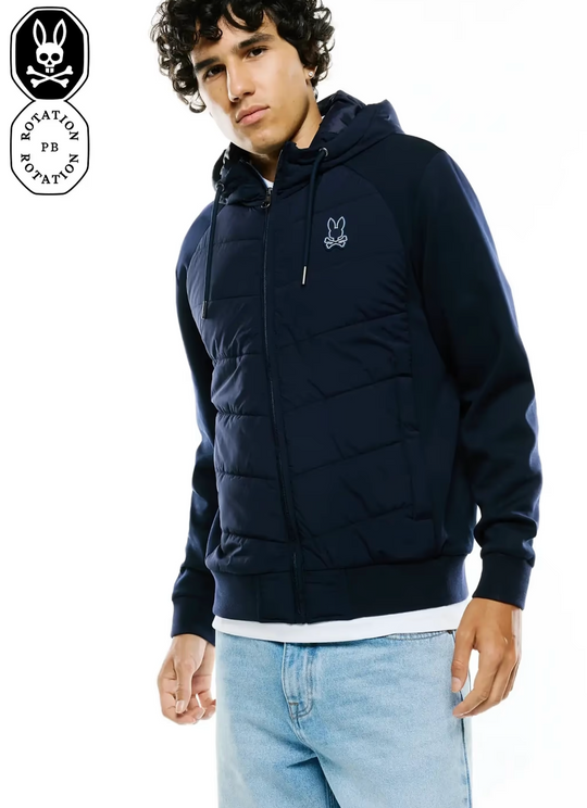 Psycho Bunny Men's Gordley Mix Media Jacket | Baratone Blue