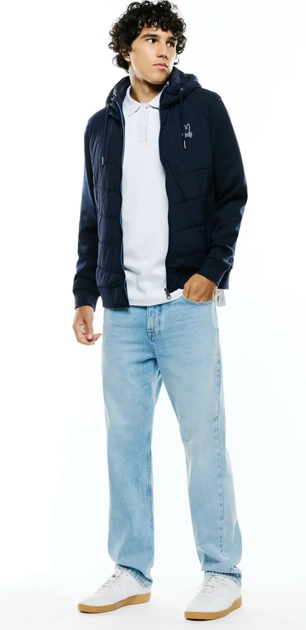 Psycho Bunny Men's Gordley Mix Media Jacket | Baratone Blue