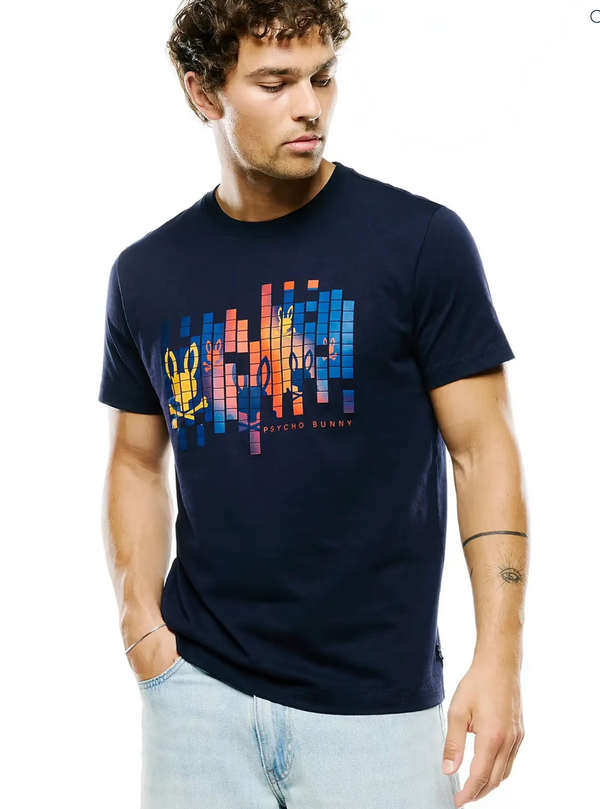 Psycho Bunny Mens Zander Pima Cotton Graphic Tee | Baratone Blue
