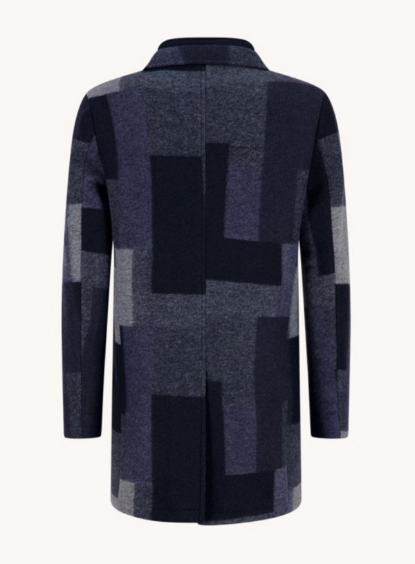 A Fish Named Fred Big Check Overcoat | Navy