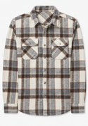 Point Zero Bonded Check Button-Up Shirt With Chest Pockets | Eggshell