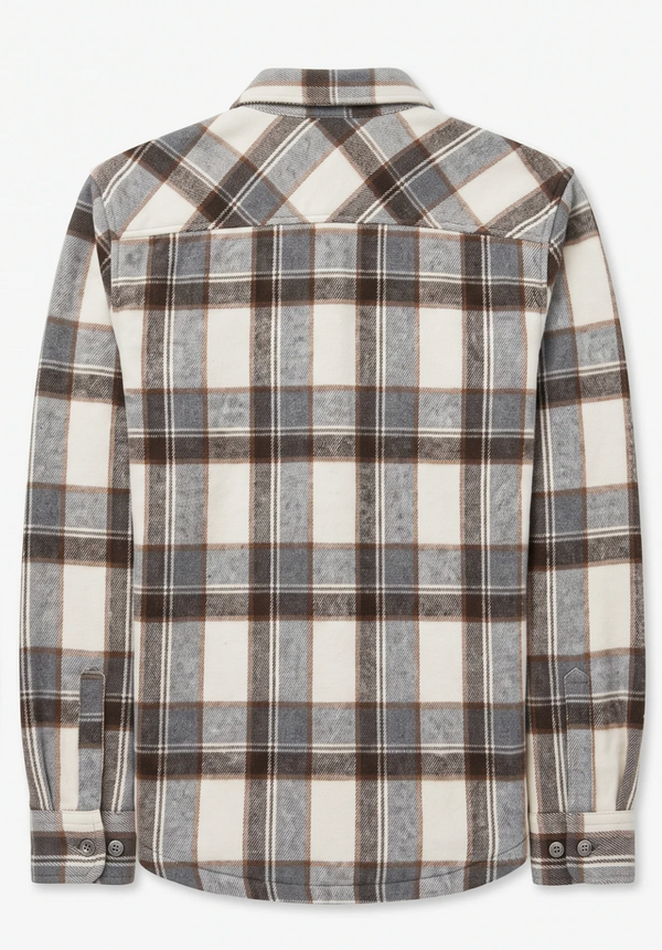 Point Zero Bonded Check Button-Up Shirt With Chest Pockets | Eggshell