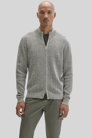 Robert Barakett Idris Full Zip Mock Neck Sweater | Moonstone
