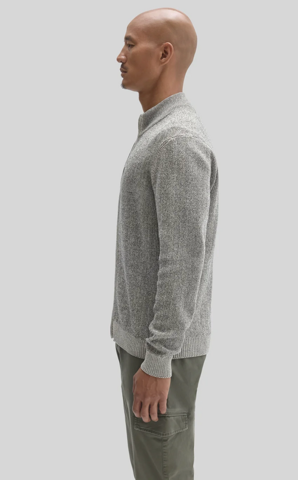 Robert Barakett Idris Full Zip Mock Neck Sweater | Moonstone