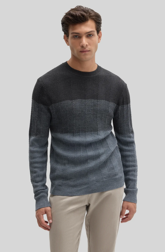 Robert Barakett Marchetti Herringbone Crewneck Sweater | Slate