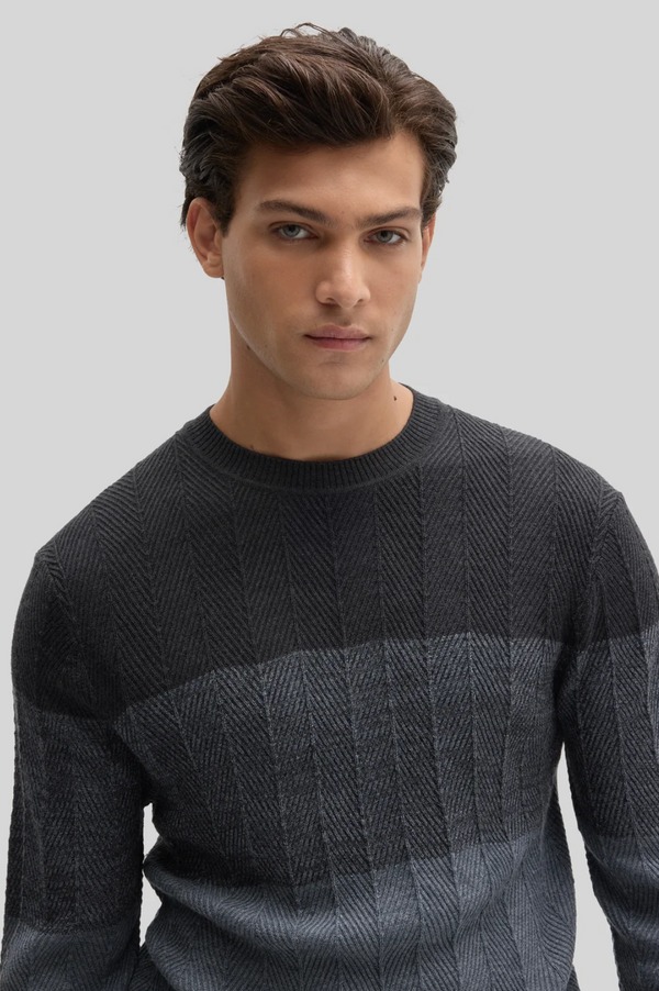 Robert Barakett Marchetti Herringbone Crewneck Sweater | Slate