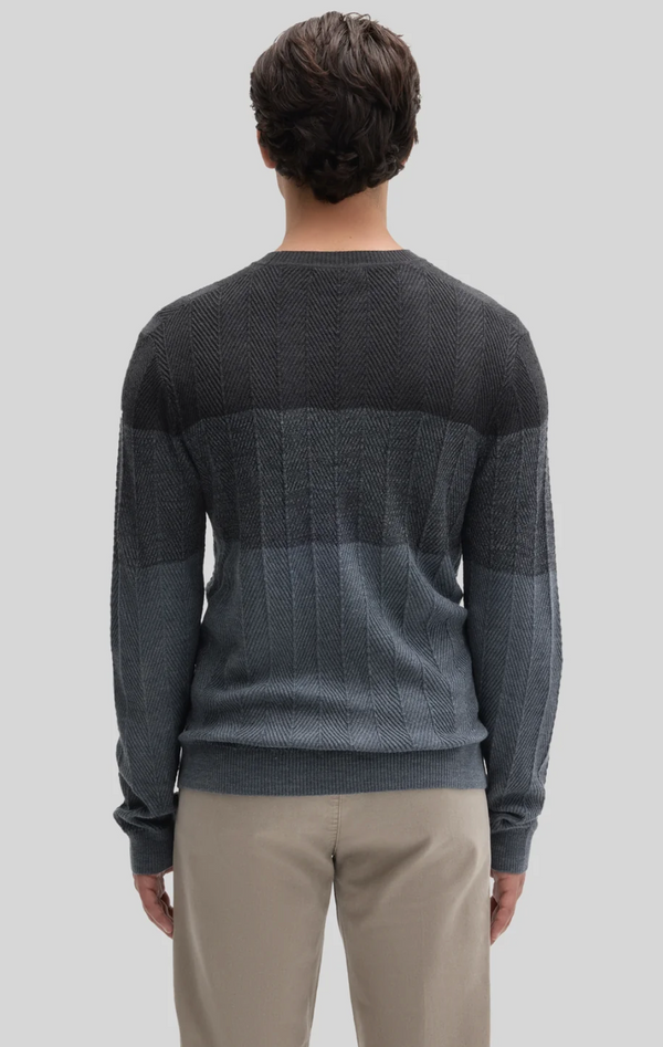 Robert Barakett Marchetti Herringbone Crewneck Sweater | Slate