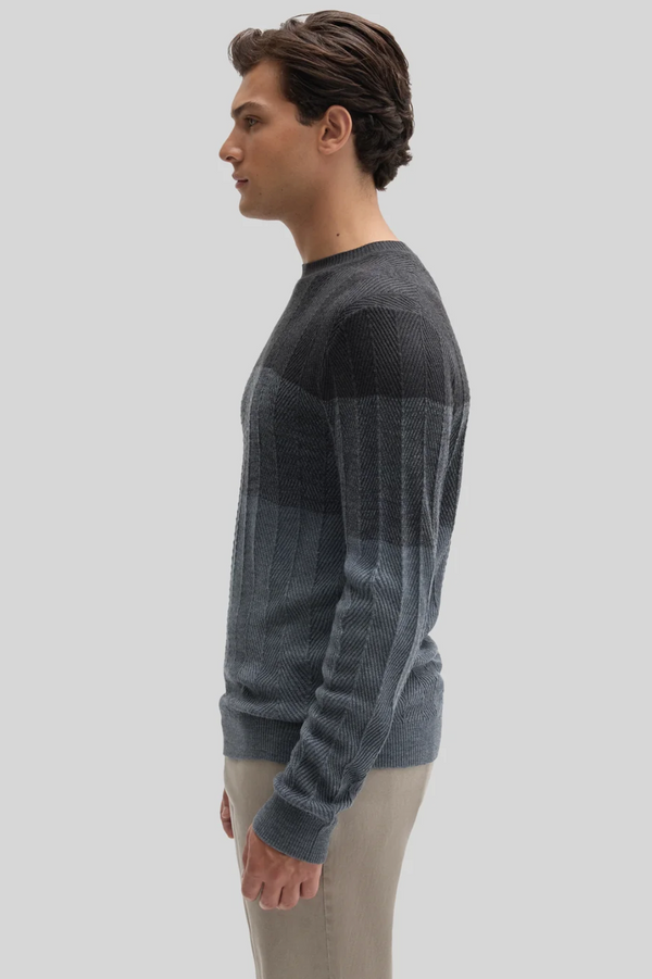 Robert Barakett Marchetti Herringbone Crewneck Sweater | Slate