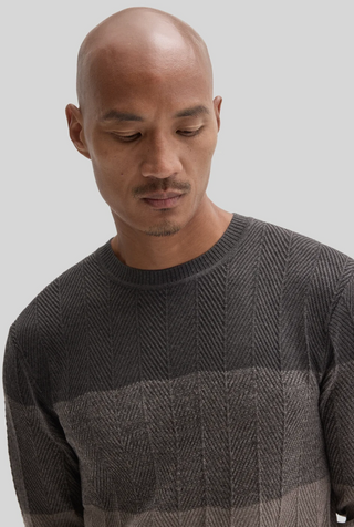 Robert Barakett Marchetti Herringbone Crewneck Sweater | Expresso