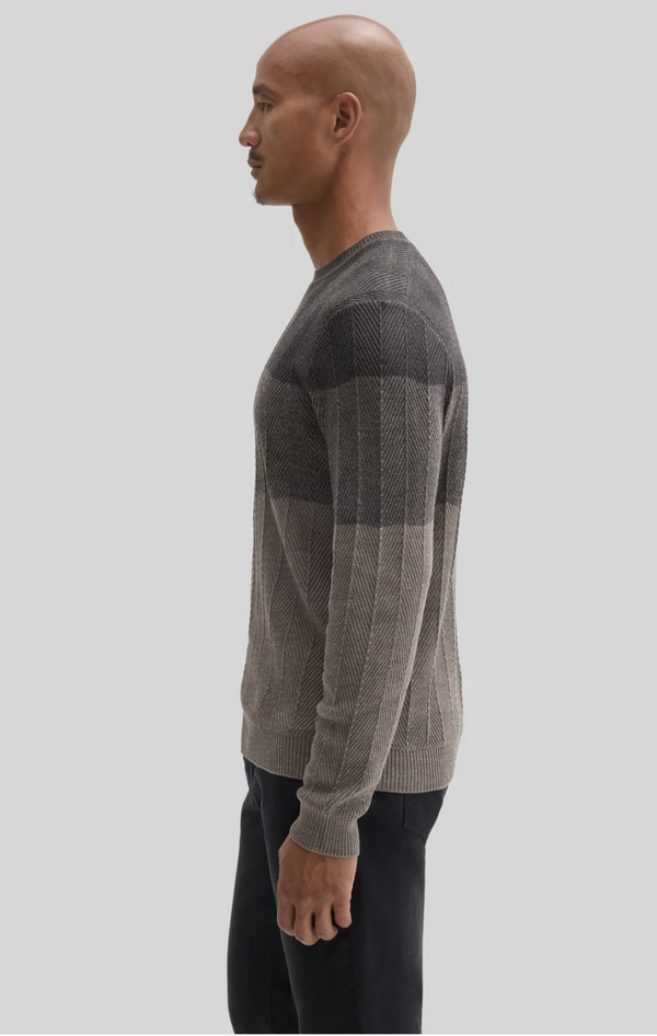 Robert Barakett Marchetti Herringbone Crewneck Sweater | Expresso