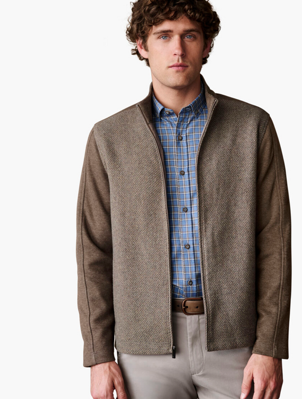 Johnston & Murphy Brushed Twill Full-Zip | Mushroom