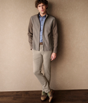Johnston & Murphy Brushed Twill Full-Zip | Mushroom