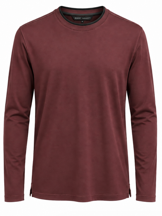Robert Barakett The Barakett Double Neck Long Sleeve Tee | Deep Bordeaux