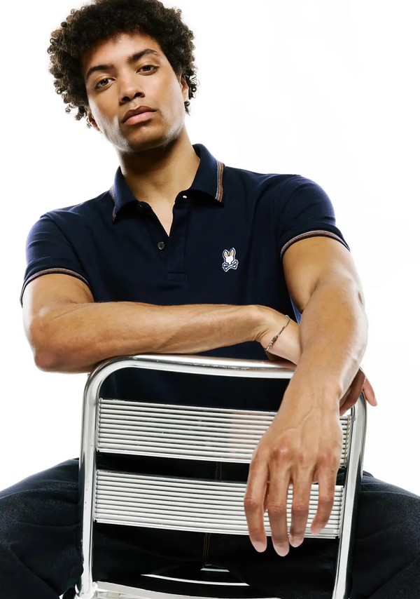 Psycho Bunny Mens Jaydon Pima Piqué Polo | Baritone Blue