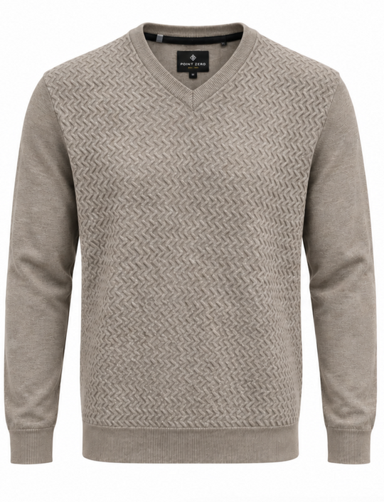 Point Zero V Neck Sweater | Cashew