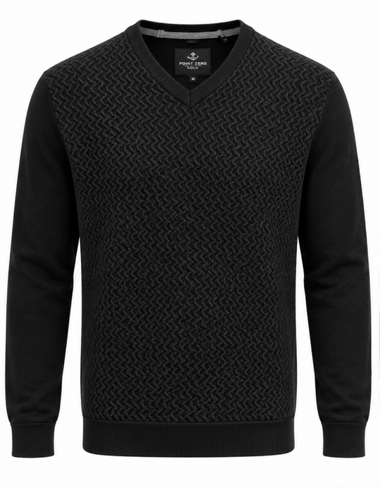 Pull à col en V Point Zero | Noir