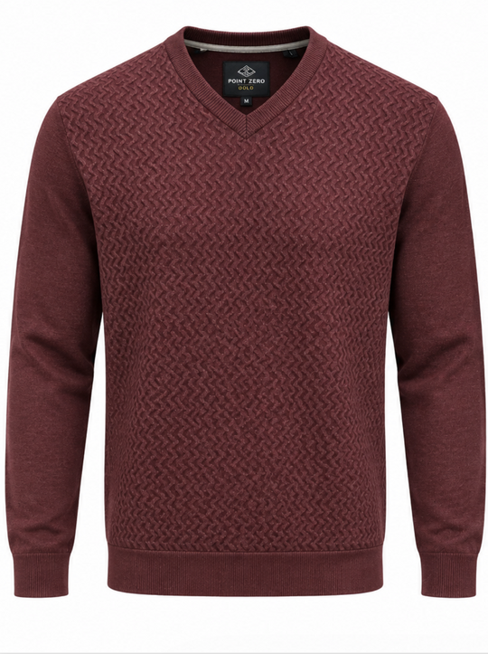 Pull à col en V Point Zero | Bordeaux
