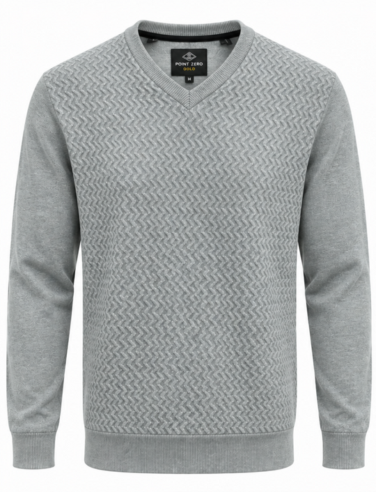 Pull à col en V Point Zero | Gris