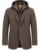 Paul Betenly Hybrid Hooded Blazer | Brown Mix
