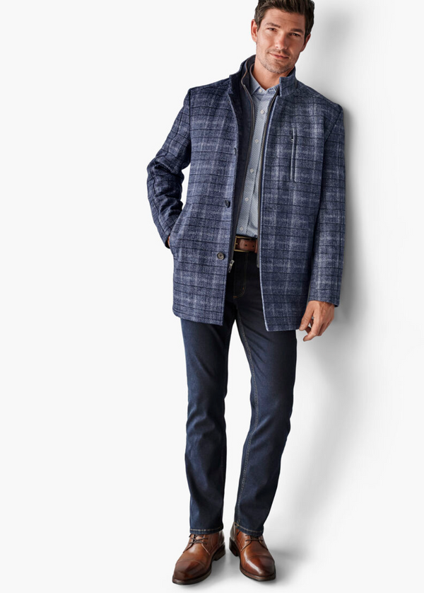 Johnston & Murphy Upton Car Coat | Navy Plaid