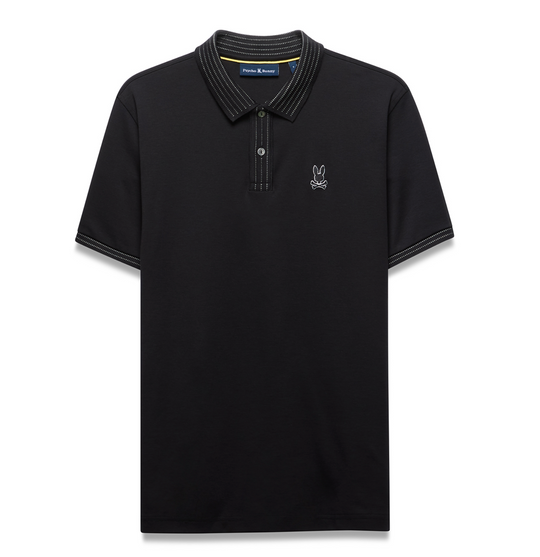 Psycho Bunny Mens Baylor Interlock Polo | Black