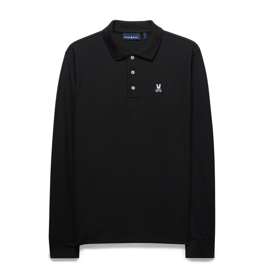 Psycho Bunny Mens Classic Long Sleeve Polo | Black