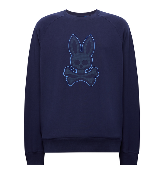 Psycho Bunny Mens Jovan Raised Dotted Crew | Evening Blue