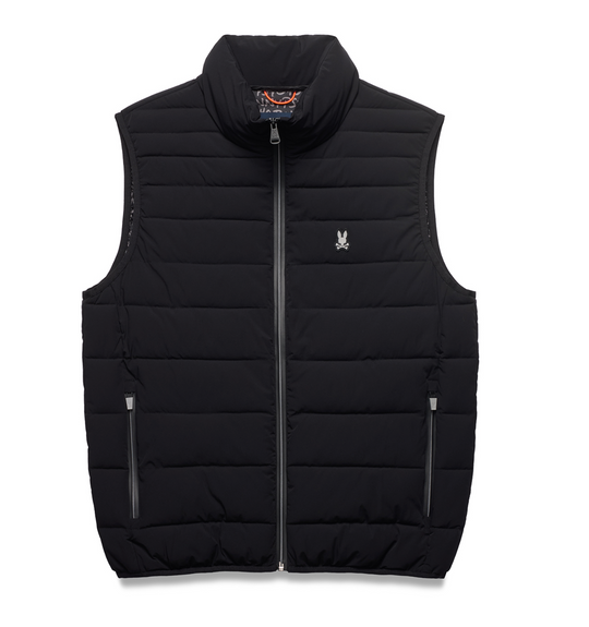 Psycho Bunny Mens Linus Puffer Vest | Black