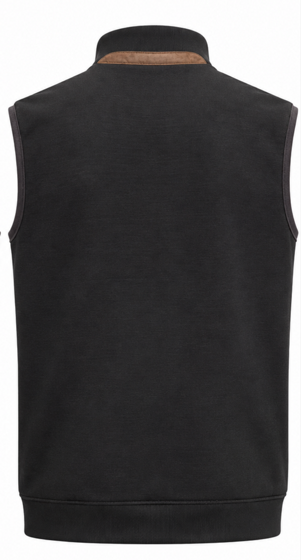 Point Zero Quilted Vest with Faux Suede | Black