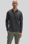 Robert Barakett Whistler Long Sleeve Placket Zip Polo | Black
