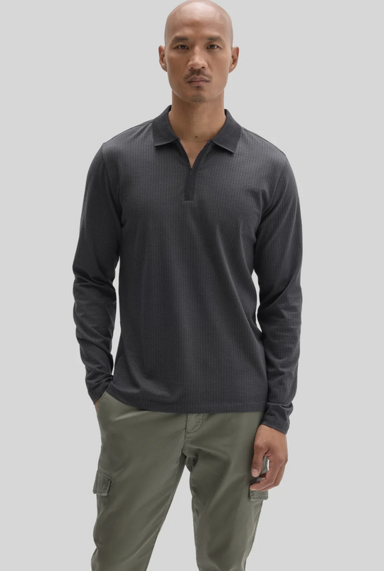 Robert Barakett Whistler Long Sleeve Placket Zip Polo | Black