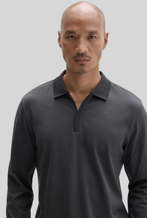 Robert Barakett Whistler Long Sleeve Placket Zip Polo | Black