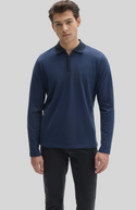 Robert Barakett Whistler Long Sleeve Placket Zip Polo | Dark Caspian