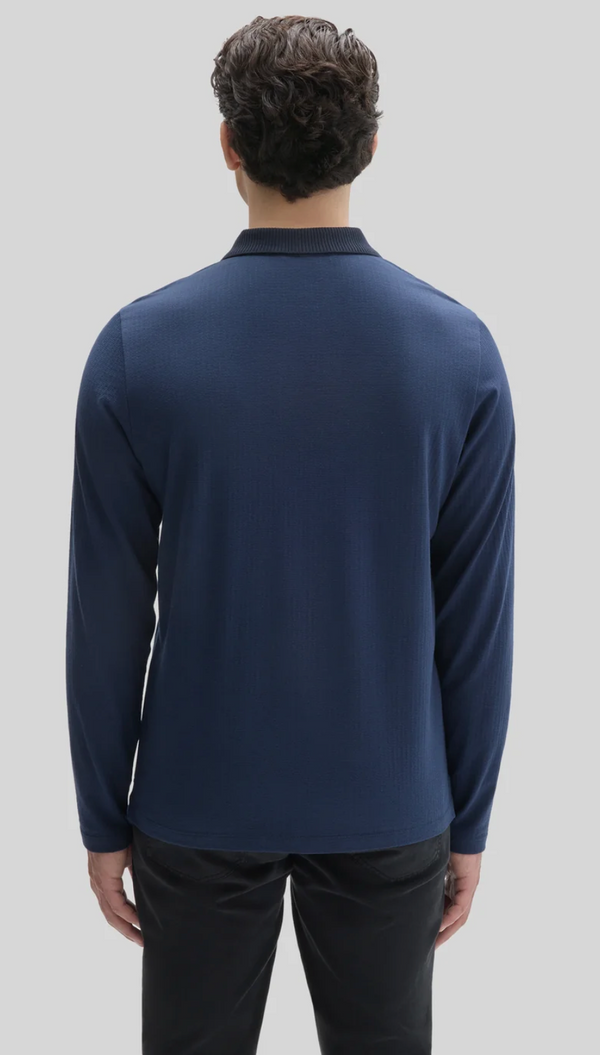 Robert Barakett Whistler Long Sleeve Placket Zip Polo | Dark Caspian