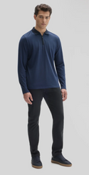 Robert Barakett Whistler Long Sleeve Placket Zip Polo | Dark Caspian