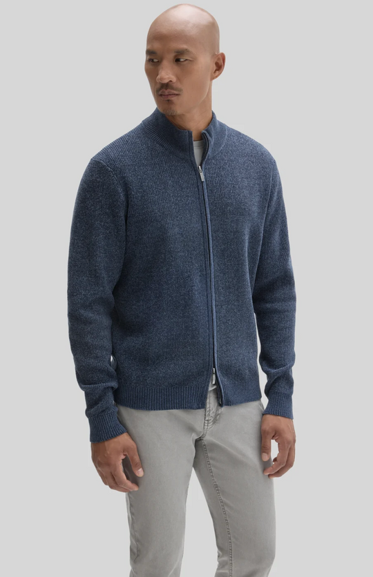 Robert Barakett Idris Full Zip Mock Neck Sweater | Dark Indigo