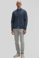 Robert Barakett Idris Full Zip Mock Neck Sweater | Dark Indigo