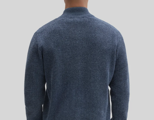 Robert Barakett Idris Full Zip Mock Neck Sweater | Dark Indigo