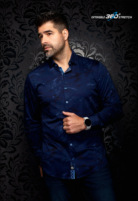 Au Noir Stretch Shirt Seine | Navy