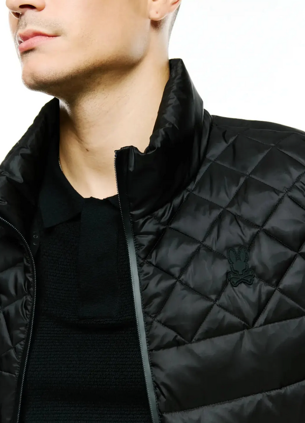Psycho Bunny Mens Emerik Quilted Puffer Vest | Black