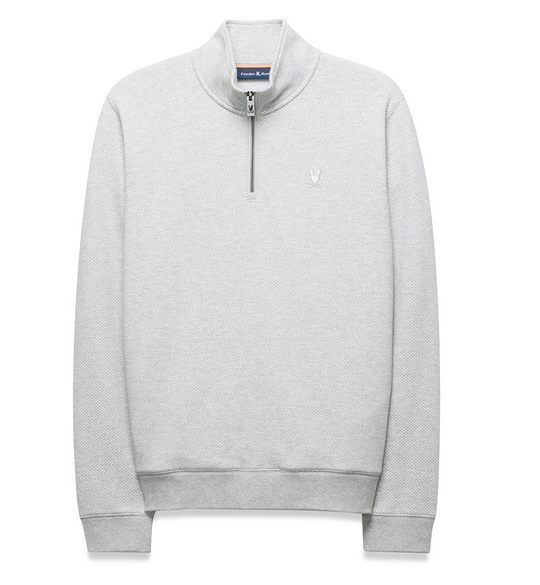 Psycho Bunny Mens Marc Quarter-Zip Sweatshirt | Heather Stone