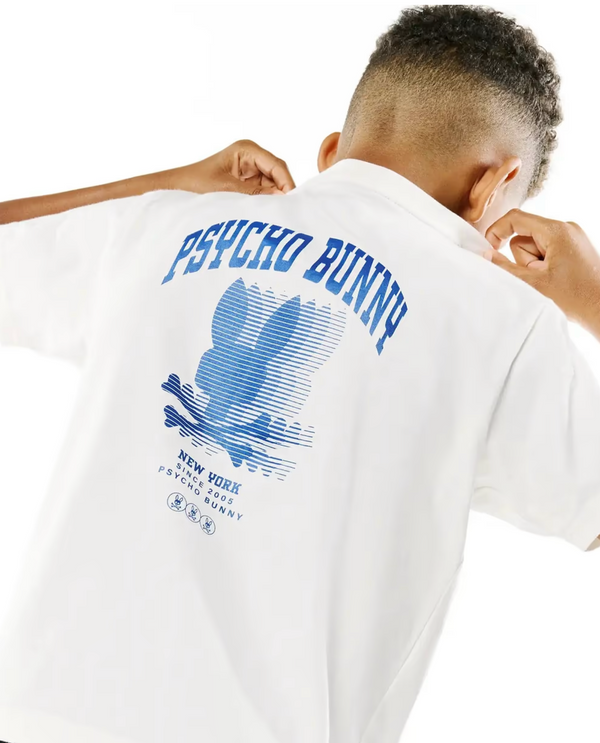 Psycho Bunny Mens Nathaniel Back Graphic Tee | Ecru