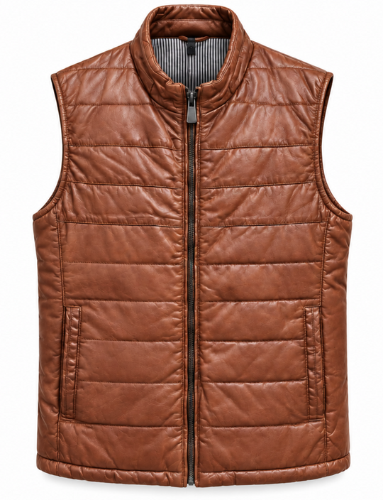 Regency Leather Vest | Cognac