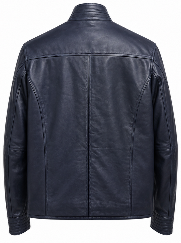 Regency Leather Jacket with Zip out Bib | Navy