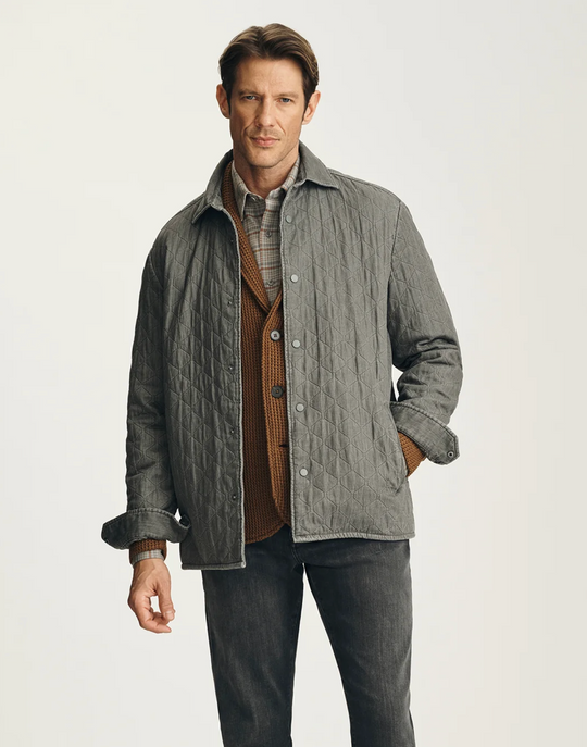 34 Heritage Quilted Overshirt in Dark Grey