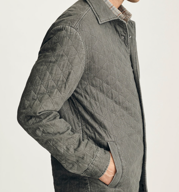 34 Heritage Quilted Overshirt in Dark Grey
