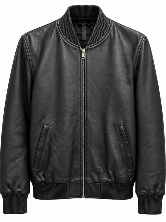 Regency Bomber Leather Jacket | Black