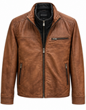 Regency Leather Jacket with Zip out Bib | Cognac